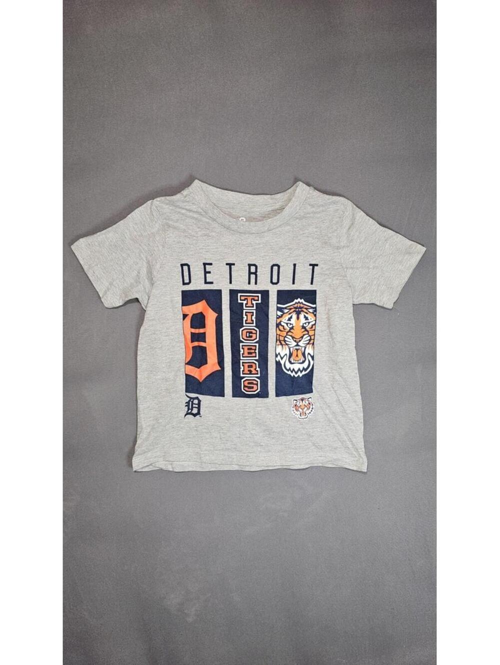 Detroit Tigers Gray Team Athletics T-Shirt Kids M 5/6 MLB Tee
